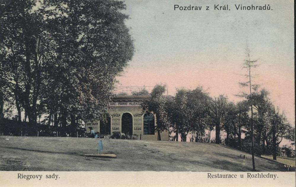 Restaurace a rozhledna Mlíkárna, Riegrovy sady