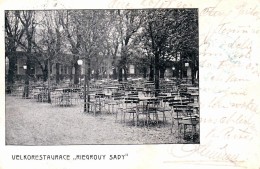 Riegrovy sady. Velkorestaurace, pohlednice, 1910. Zdroj: archiv M. Frankla