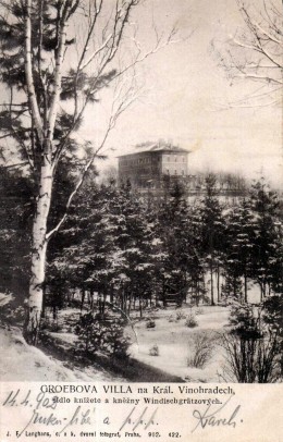 Grébovka II - Gröbeho vila. Pohlednice 1902. Zdroj: archiv autora