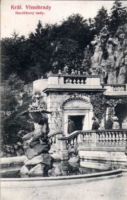 Grébovka IV - Grotta s Neptunem. Pohlednice 1906. Zdroj: archiv autora