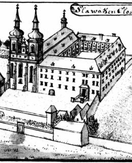 F. B. Werner, Emauzský klášter od jihu, 2. polovina 18. století (převzato z UPP Nové Město)