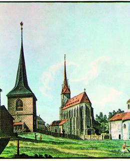 Vincent Morstadt, Kaple Jeruzalémská, zvonice, sv. Štěpán a sv. Longin kolem 1850