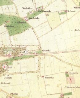 Na výřezu z katastrální mapy Vinohrad z r. 1840 je uprostřed zakreslena usedlost Cikánka