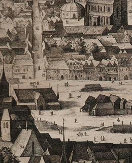 Slanečková bouda na Sedelerově prospektu z rku 1606.