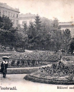 Parky 4, Růžové sady, pohlednice, okolo 1900 