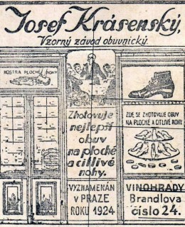 Průmysl II_2 - Josef Krásenský, reklamní leták, okolo 1924. Zdroj: archiv autora