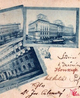 Vinohradské školy. Pohlednice 1899 Zdroj: archiv M. Frankla