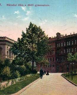 Partie z Purkyňova náměstí. Pohlednice, 1913. Zdroj: archiv M. Frankla