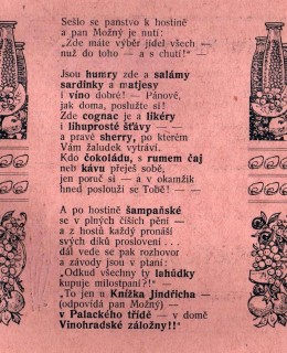 Jindřich Knížek, lahůdkář. Reklama, 1905. Zdroj: archiv M. Frankla