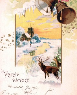 Vánoční přání, pohlednice, 1900. Zdroj: archiv M. Frankla