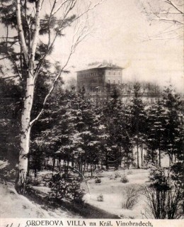Gröbeho vila v zimě, pohlednice, 1902. Zdroj: archiv M. Frankla
