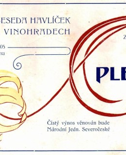 Pozvánka na na ples Národní vzdělávací besedy Havlíček, 1905. Zdroj: archiv M. Frankla