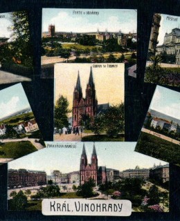 Královské Vinohrady, okénková pohlednice, 1915. Zdroj: archiv M. Frankla