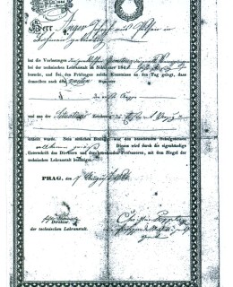 J. Anger, potvrzení o zkoušce