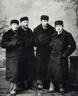 České kvarteto roku 1895: zleva K. Hoffmann, H. Wihan, O. Nedbal a J. Suk.. Zdro: Wikipedie