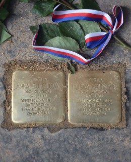 Kameny zmizelých dcery a matky Anny Bunzlové a Elišky Kolišové (Foto M. Polák, 2025)