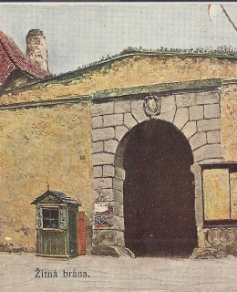 Žitná brána na pohlednici nakladatele F. J. Jedličky