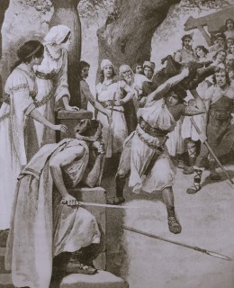 Bivoj na Vyšehradě před kněžnami Libuší a Kazi na ilustraci Věnceslava Černého