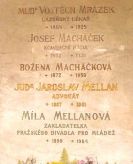 Vyšehradský hřbitov, zde spočinuli Jaroslav Mellan i Miloslava Mellanová