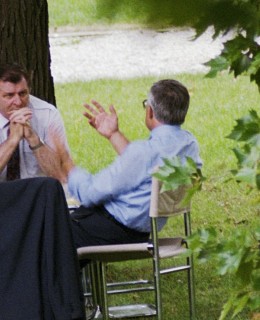 Vila Tugendhat v Brně, červen 1992. Klaus a Mečiar se dohodli na rozdělení republiky. Zdroj: Idnes.cz