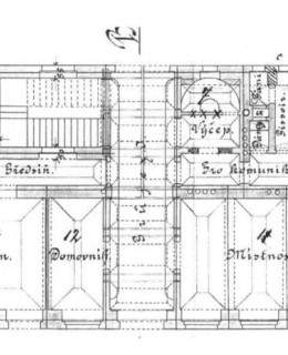 Pův. dispozice domu na Tylově nám. čp. 15/3, archiv ÚMČ Praha 2