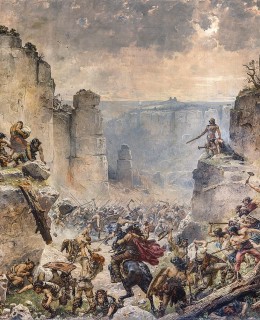 společný obraz několika umělců, Pobití Sasíků pod Hrubou Skálou, 1895 společný obraz několika umělců, Pobití Sasíků pod Hrubou Skálou, 1895