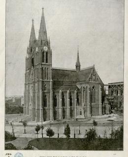 Kostel sv. Ludmily po dostavbě, před 1894. MMP