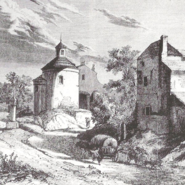 Kresba vyšehradské ulice V Pevnosti v 19. století	