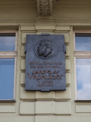 Jaroslav Vrchlický, Rašínovo nábřeží č.p. 1897/72, Nové Město (autor fotografie: Milan Polák)