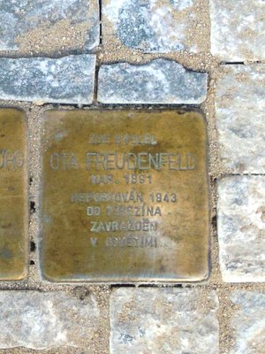 Ota Freudenfeld, kámen zmizelých (foto D. Broncová v březnu 2020)