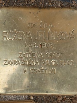 Kámen zmizelých Růženy Jelínkové (Foto M. Polák, září 2020)
