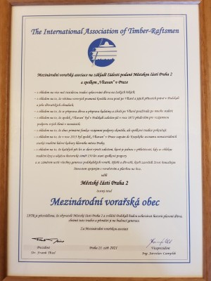 Certifikát, MČ Praha 2, Vorařská obec Certifikát, MČ Praha 2, Vorařská obec