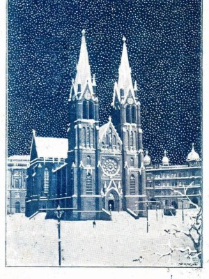 Purkyňovo náměstí, výřez pohlednice, 1899. Zdroj: archiv M. Frankla