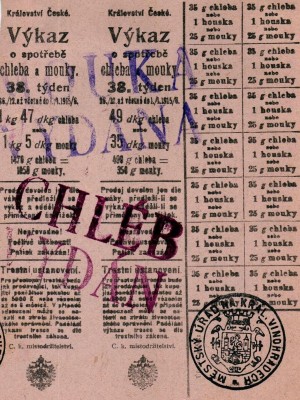 Výkaz o spotřebě chleba a mouky, 1915. Zdroj: archiv M. Frankla