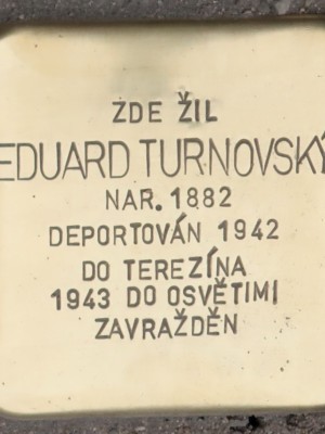 Kámen zmizelých před vchodem do domu Wenzigova 11 (Foto M. Polák)