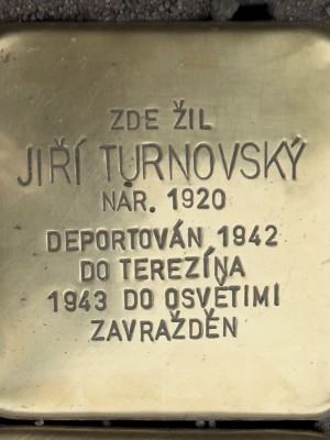 Kámen zmizelých před vchodem do domu Wenzigova 11 (Foto M. Polák)