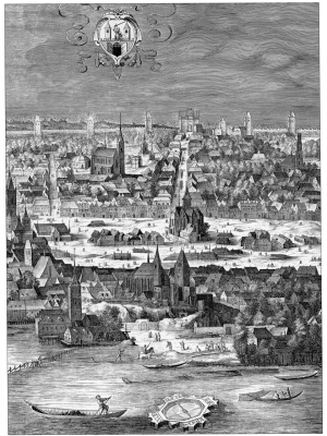 Historický obraz Zderaze, kde K. Uzlar vlastnil Uzlarovský dům. Autor: Phlipp van den Bossche