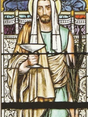 Sv. Damián na vitraji v chrámu sv. Ludmily Sv. Damián na vitraji v chrámu sv. Ludmily